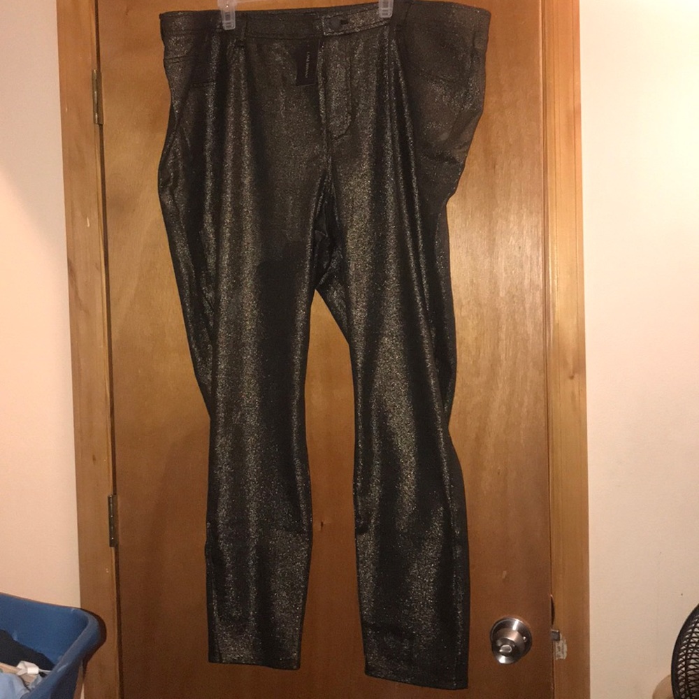 Black Metallic Gold Pants